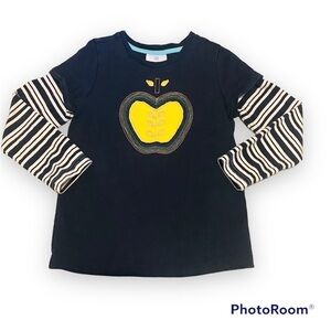 Hanna Andersson size 110 US 5 girls apple appliqué long sleeve shirt top
